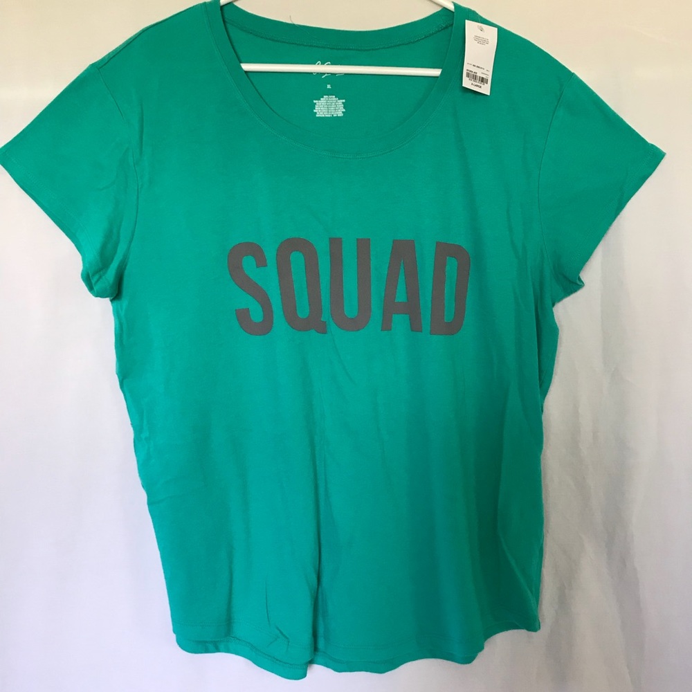 City Streets Womens T-shirt SQUAD Green Gray NWT